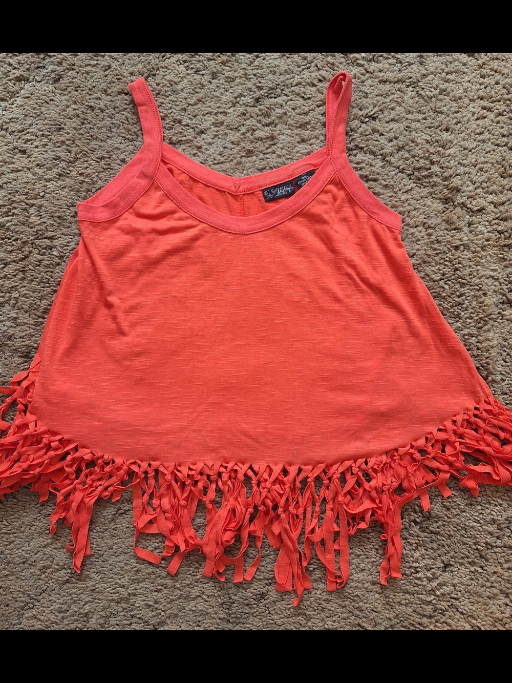 Youthful Red Fringe Tank Top -